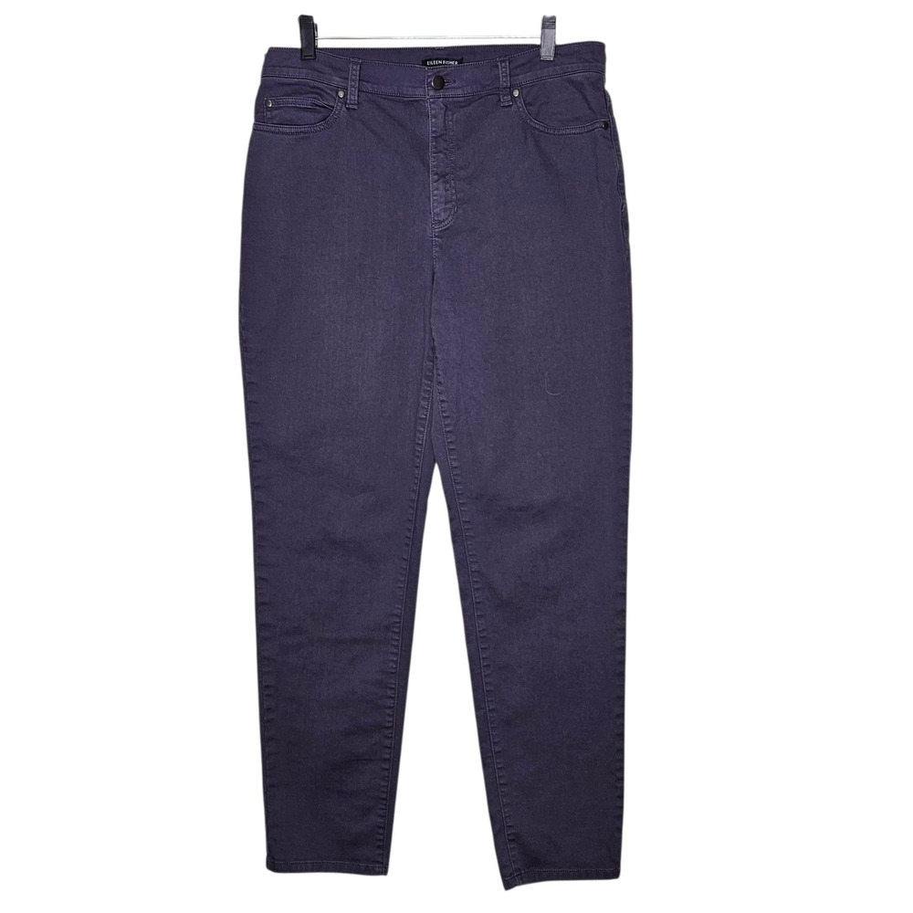 Eileen‎ Fisher Organic Cotton Blend Navy Denim Jeans Womens M Office Minimalist